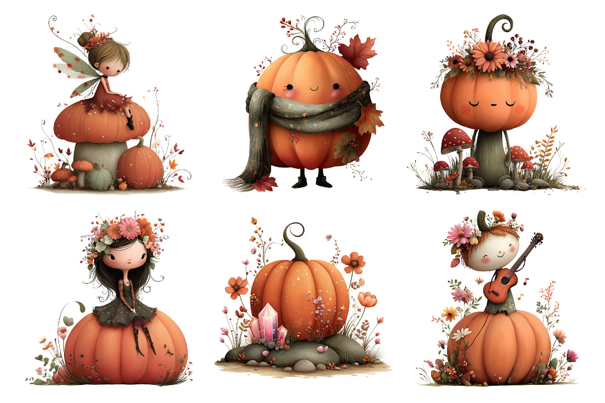 Whimsical Halloween Pumpkin Clipart, a Seasonal Illustration by Daily.Designs (Photo 4 of 5)