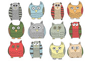 Funny Owls: hand drawn pattern set, a Pattern Graphic by leffka (Thumbnail 3 of 8)
