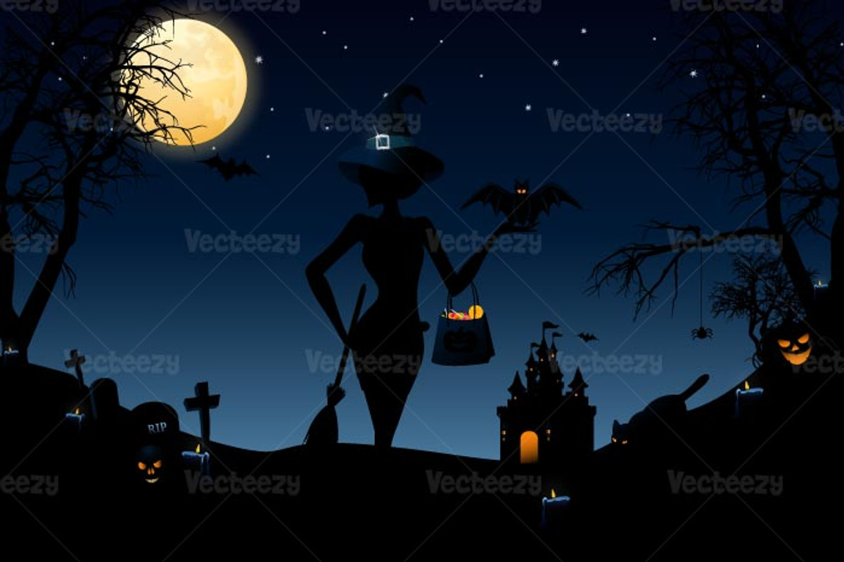 Halloween Night Vector Wallpaper, an Illustration by EezyPremium