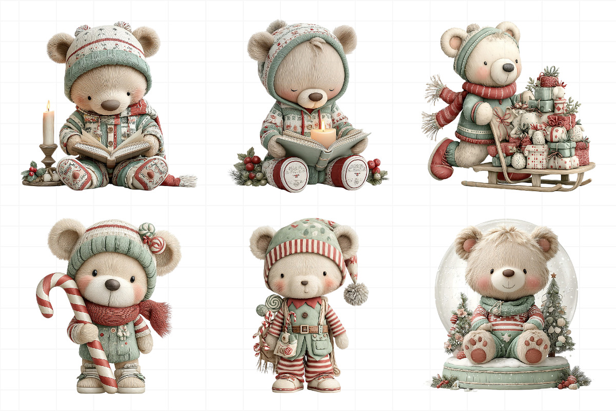 Christmas Teddy Bear Clipart, an Illustration by Daily.Designs (Photo 3 of 5)