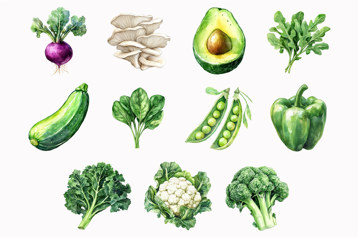 Watercolor Vegetables Clipart, an Illustration by Design Market (Photo 5 of 5)