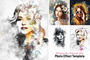 Watercolor Mixed Art Photo Effect, an Action Add-On by Photoshop Action