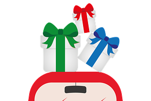 Red Car Carrying Christmas Gifts, a Transportation Illustration by JYa_Design