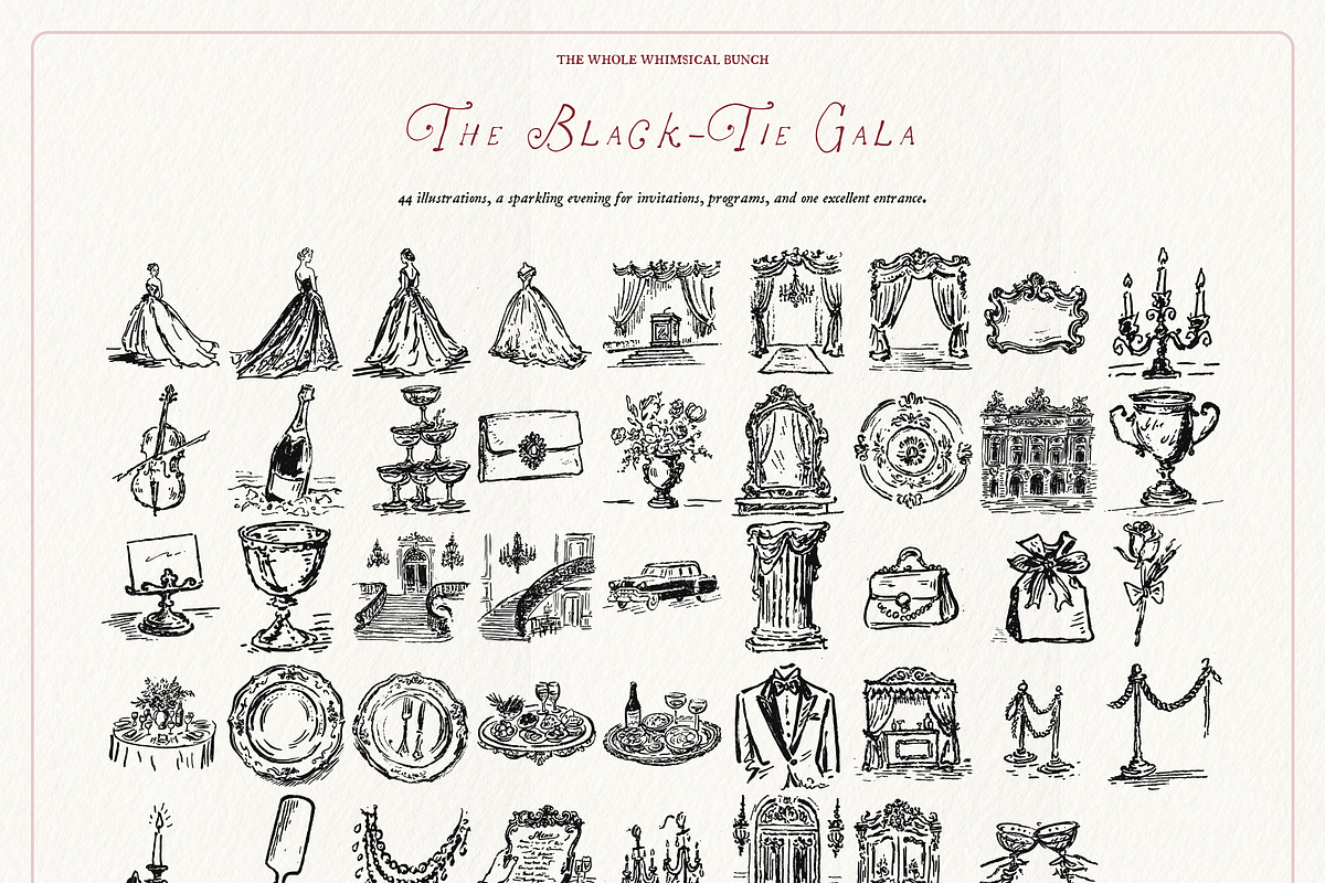 Black Tie Clipart Bundle, Gala Set, an Object Illustration by The October Creative (Photo 7 of 13)