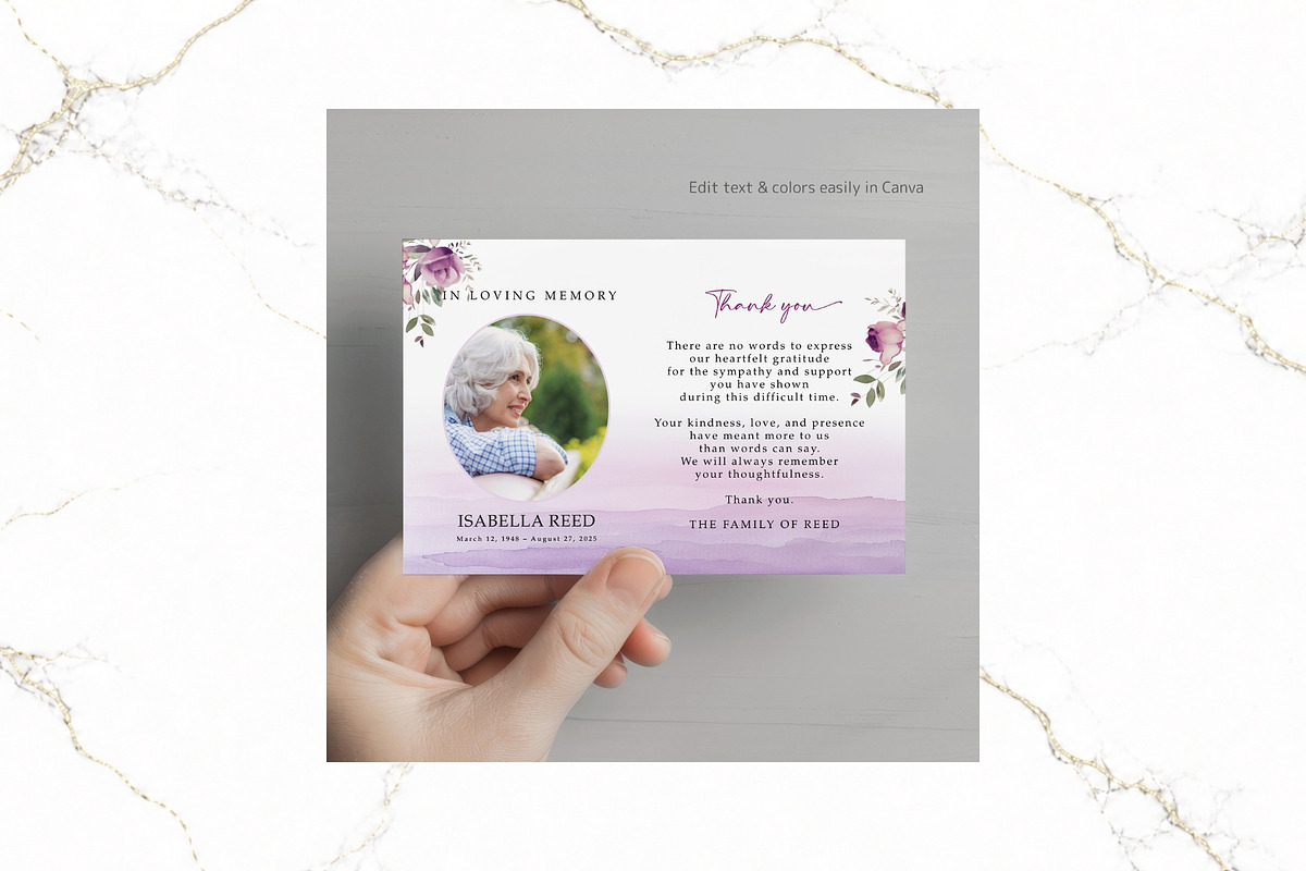 Funeral Thank You Card Canva FR009, a Card Template by TyphoonStudio (Photo 4 of 6)