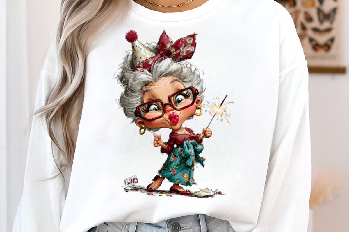 Whimsical old lady birthday clipart, an Illustration by SinaCreation (Photo 7 of 11)