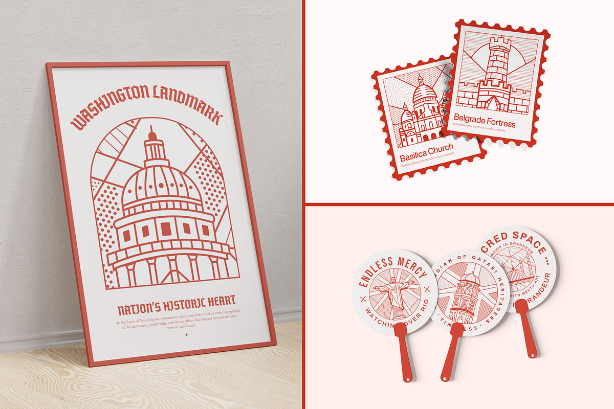 World Landmark Illustration Set, a Decorative Illustration by Brickclay (Photo 3 of 12)