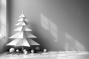 Geometric white Christmas tree with sharp triangular layers in m, a Background Photo by José Manuel Gelpi