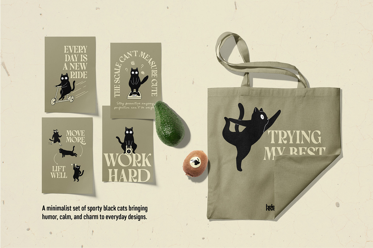 Sport Cats, Playful Vector Set, an Illustration by helenreveur (Photo 6 of 7)