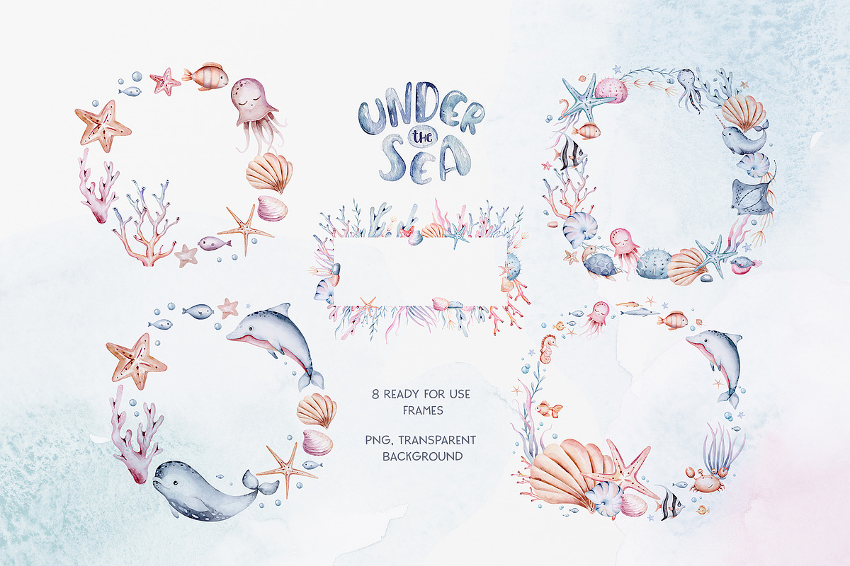 Under the sea watercolor set Part II, an Animal Illustration by Peace ART (Photo 13 of 22)