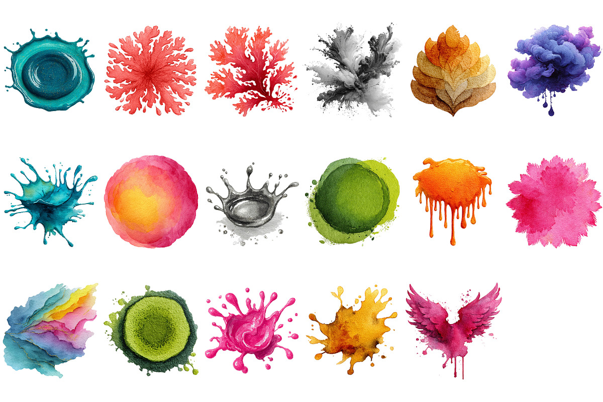 Watercolor Splash Blob Clipart, an Illustration by Craft Nest (Photo 3 of 4)