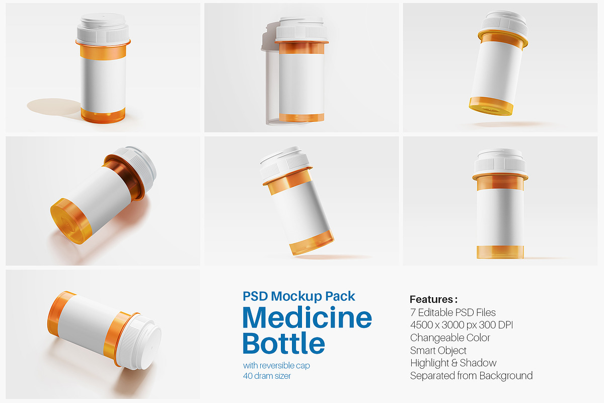 Medicine Plastic Bottle Mockup Set, a Packaging Mockup by Remnand Studio (Photo 2 of 10)