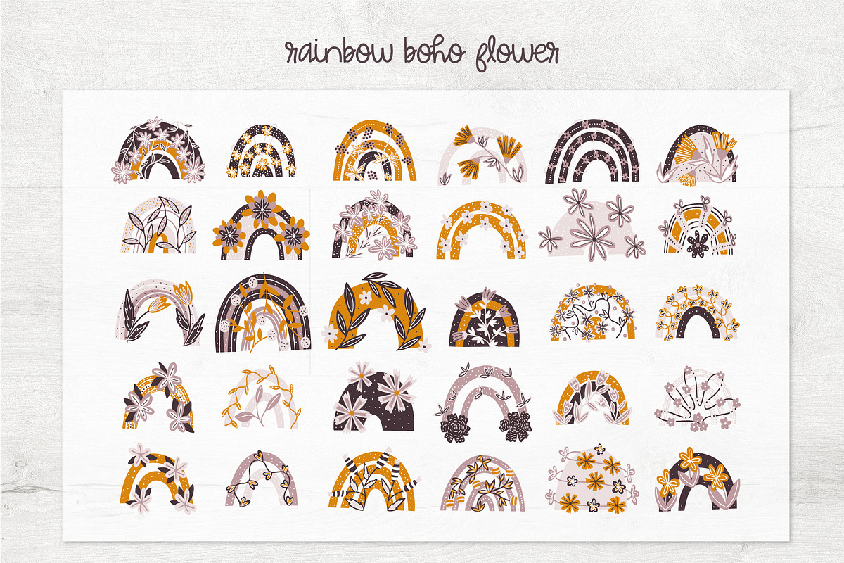 Rainbow boho flower collection, a Decorative Illustration by BAGIRA | Studio (Photo 2 of 7)
