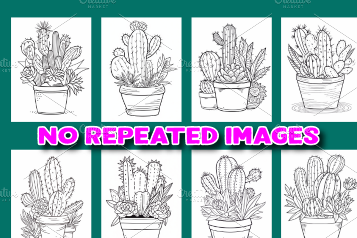 100 Cactus Coloring Pages for Adults, a Brochure Template by Design Station (Photo 3 of 4)