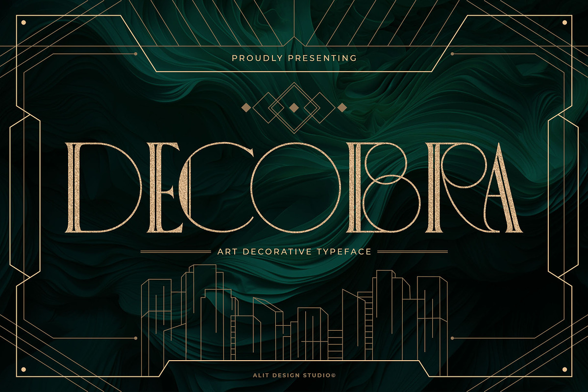 Decobra Art Deco Font, a Serif Font by alit design (Photo 1 of 17)