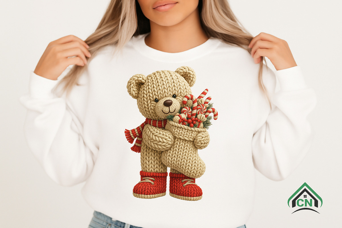 Knitted Christmas Teddy Bear Png, an Illustration by Craft Nest (Photo 3 of 6)