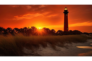 sun ponce inlet light house ai, a Nature Photo by pikepicture