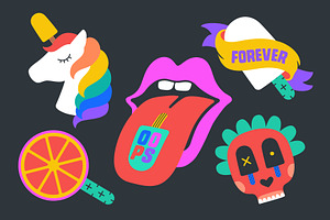 Ice Cream Stickers. Colorful Fun