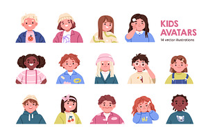 Cute kids avatars, portraits set, a Person Illustration by Good Studio