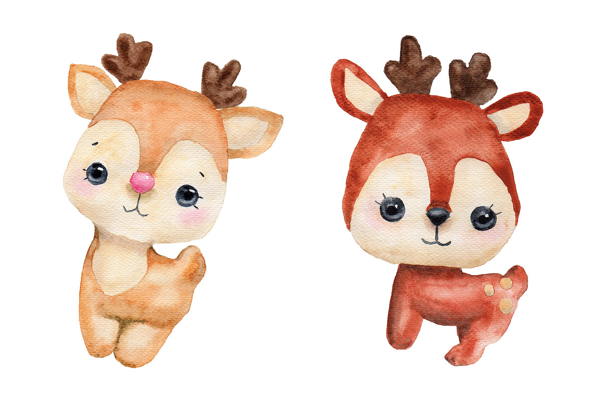 Watercolor Christmas deer and bears, an Animal Illustration by Olha's watercolor (Photo 4 of 8)