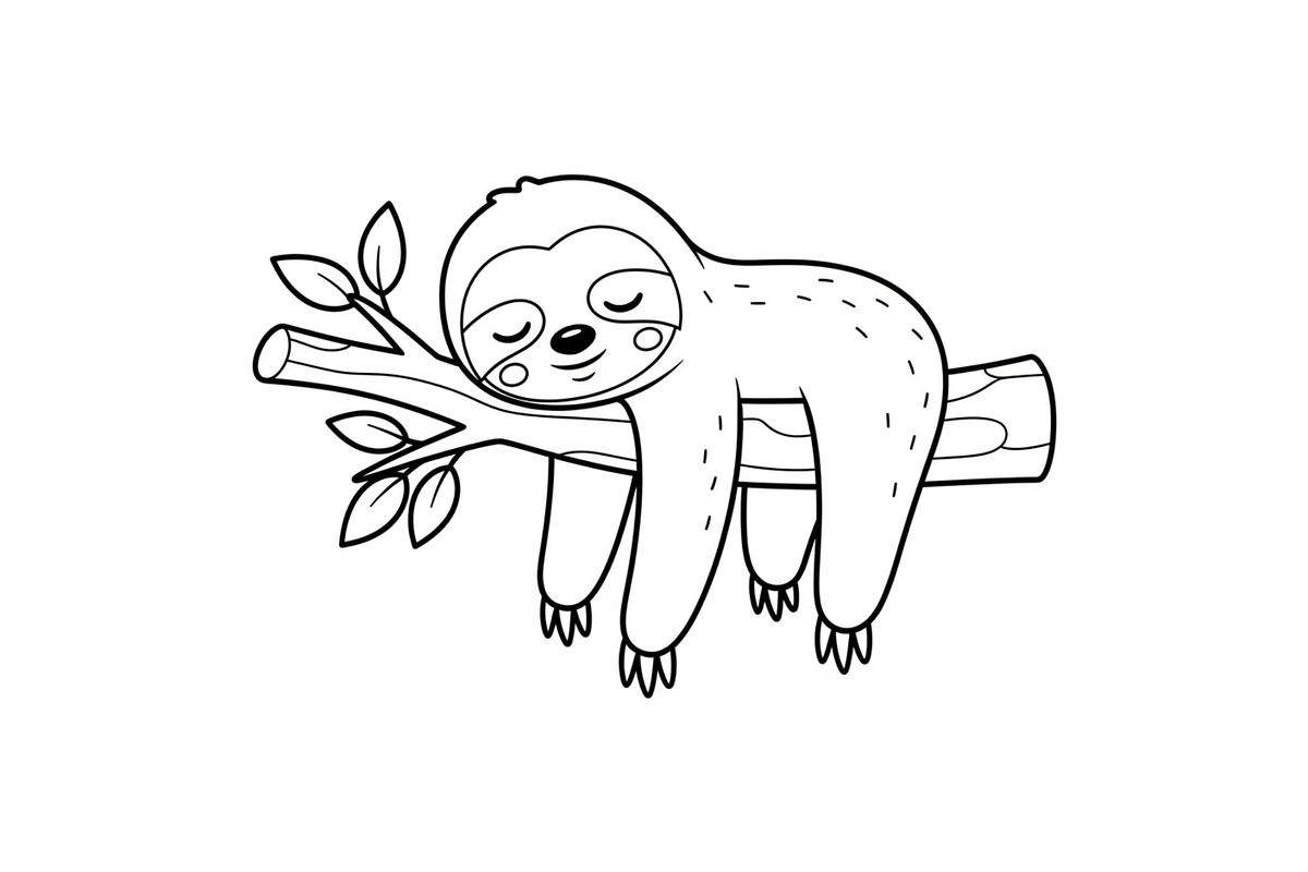 Cute Sloth Line Art Bundle, an Illustration by musafir_fashion (Photo 8 of 51)