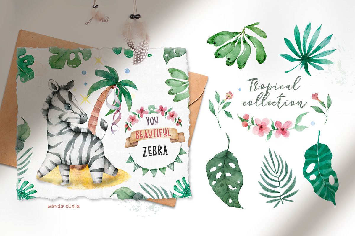 Cute Zebras Watercolor Jungle, an Animal Illustration by Ann Art Houze (Photo 4 of 13)