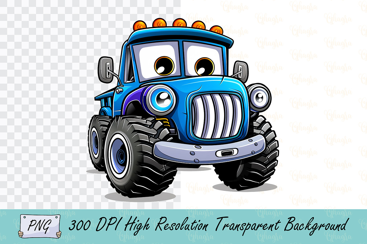 Blue Kawaii Monster Truck -  Fun Car, an Animal Illustration by Ghagra (Photo 1 of 3)