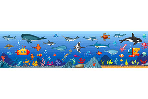 Underwater pixel game surface, an Illustration by Buch&Bee