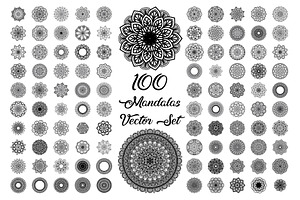 100 Mandalas Vector Set
