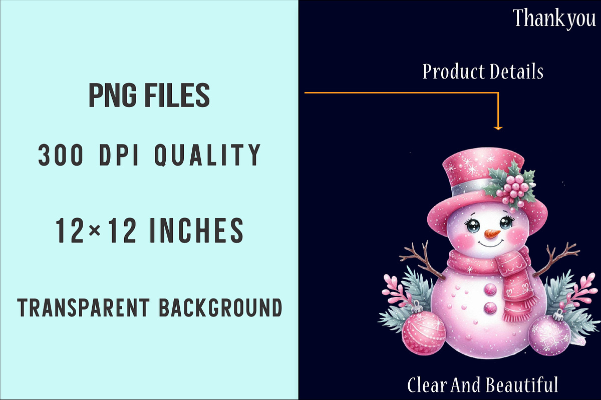 Watercolor Pink Snowman Clipart, an Illustration by SinaCreation (Photo 6 of 7)