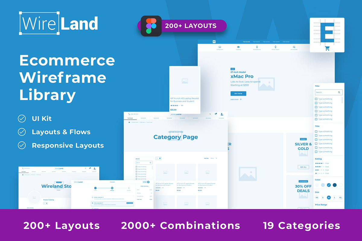 Ecommerce Wireframe Library & UI Kit, a Wireframe Template by UI Design Resource (Photo 1 of 7)