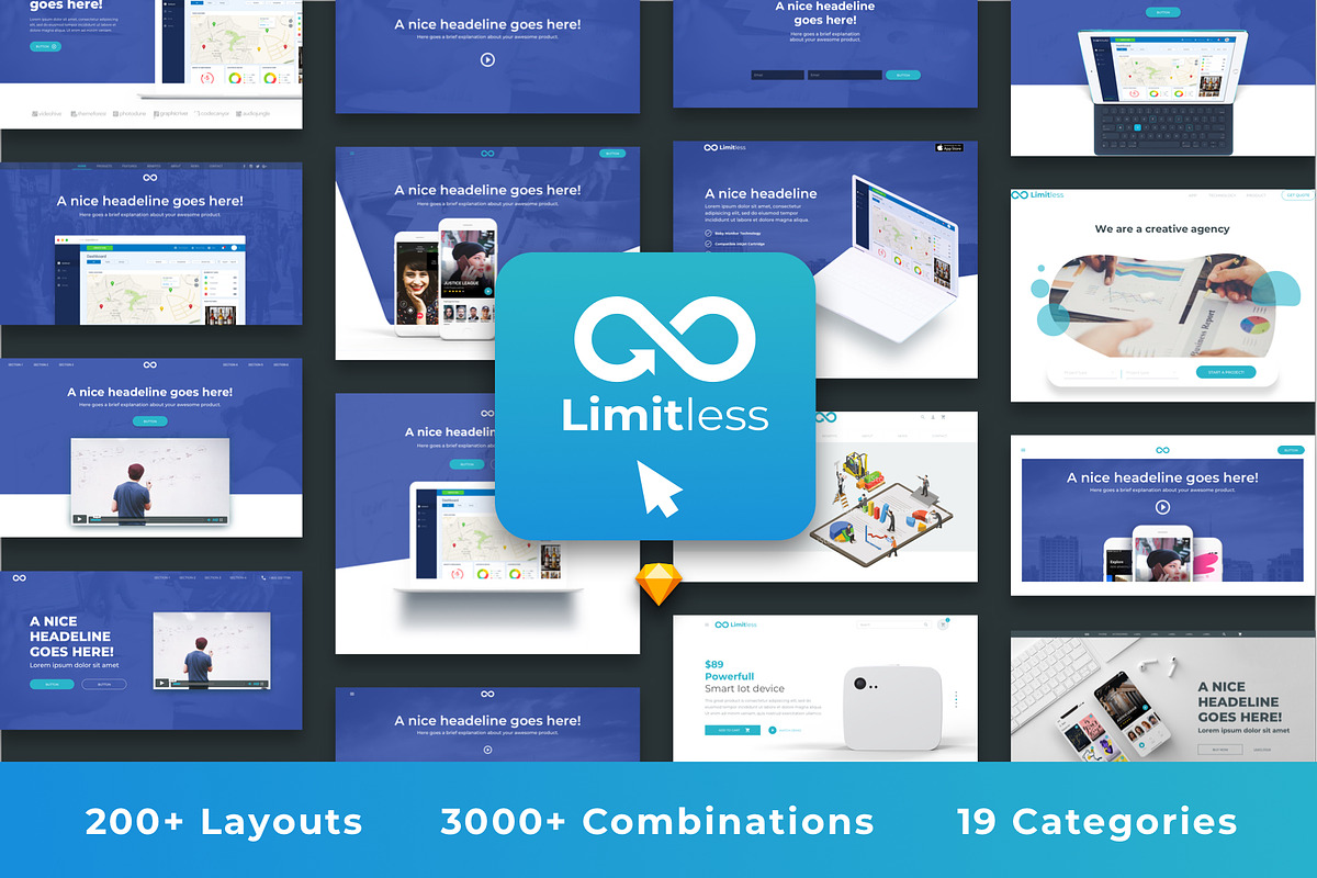 Limitless for Web, an UI Kit Template by UI Design Resource (Photo 1 of 6)