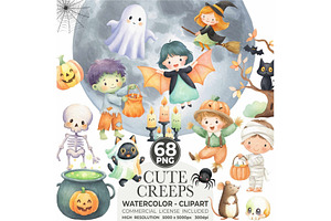 Watercolor Halloween Clipart Bundle, an Illustration by CharmClipart