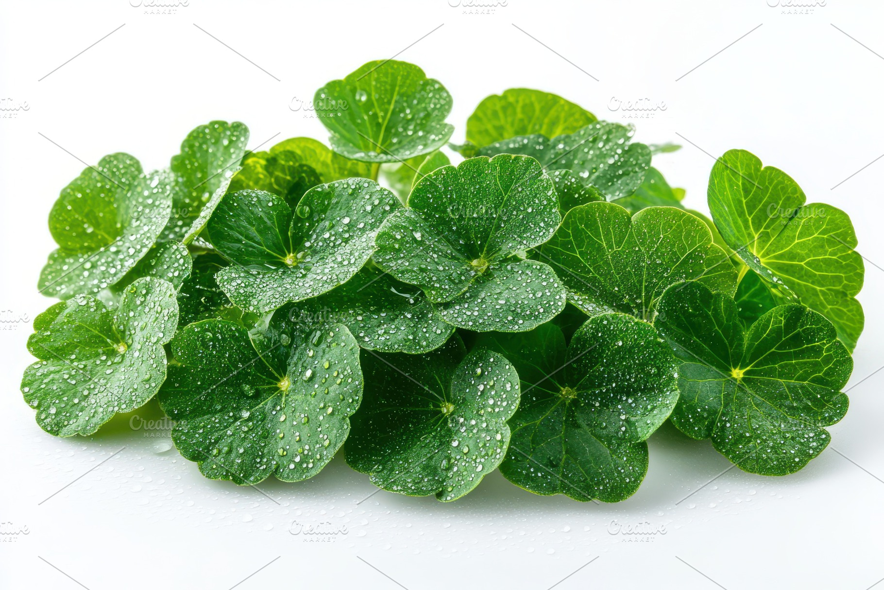 Dewy Green Centella Asiatica Leaves, a Photo by Pixeness Studio