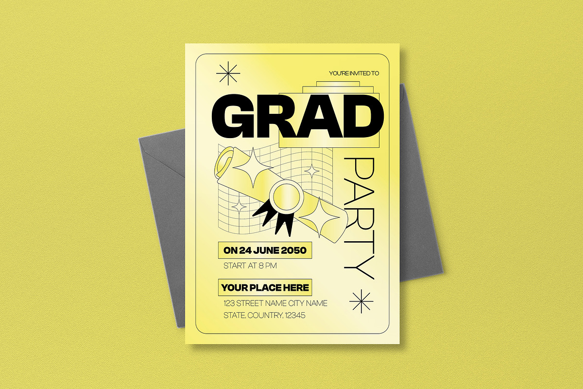 Lime Modern Graduation Invitation, an Invitation Template by graphicook (Photo 3 of 3)