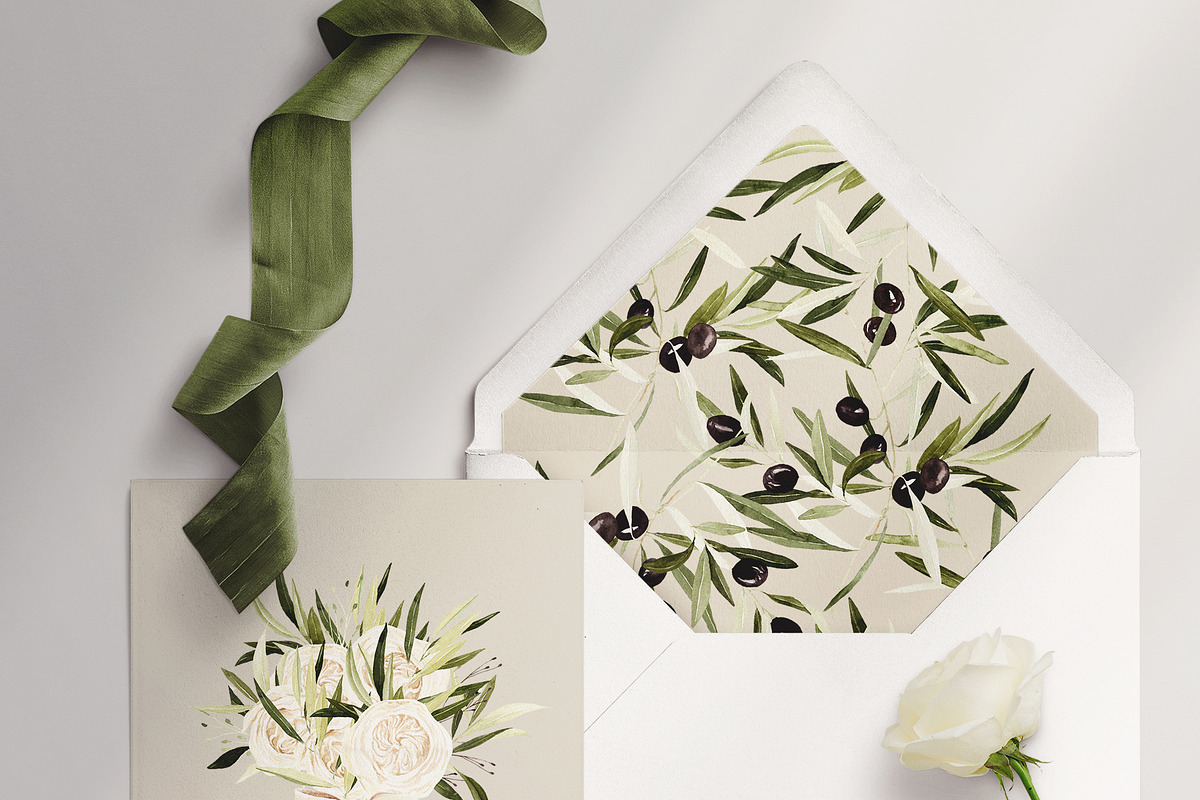 Watercolor Olive Green Flower, an Illustration by Beigetime (Photo 8 of 10)