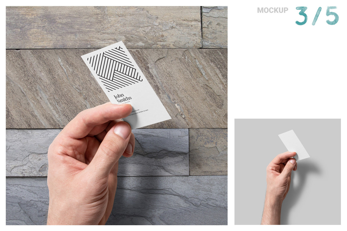 5 Handheld Business Card Mockups, a Print Template by h3design (Photo 5 of 7)