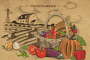 Vintage Fruits & Vegetables Baskets, an Object Graphic by ConceptCafe (Thumbnail 5 of 7)