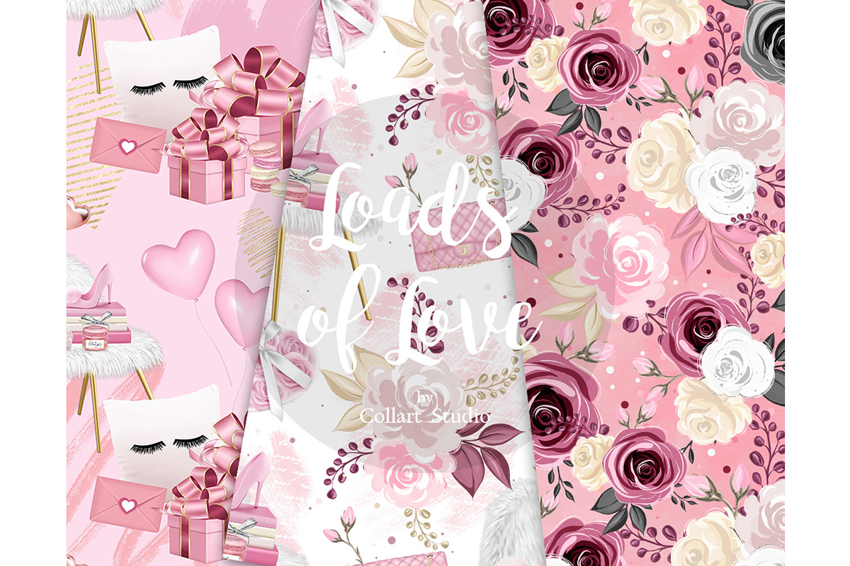 Love digital paper, Valentine's Day, a Pattern Graphic by Collart Studio (Photo 4 of 9)