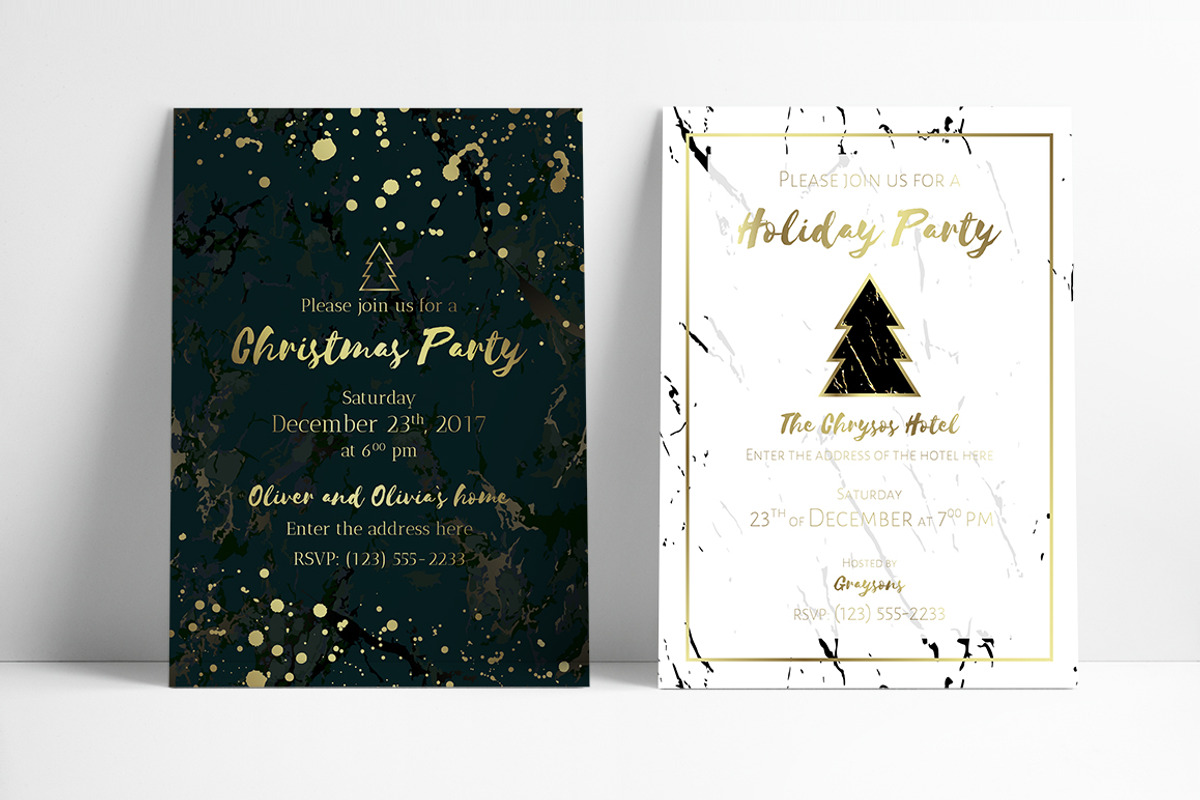 2 Christmas invitations and marble, an Invitation Template by ARg Design (Photo 4 of 5)