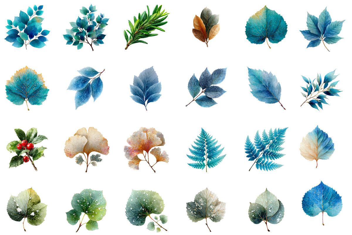 Winter Leaves PNG Graphics Clipart, an Illustration by Designworld (Photo 6 of 6)