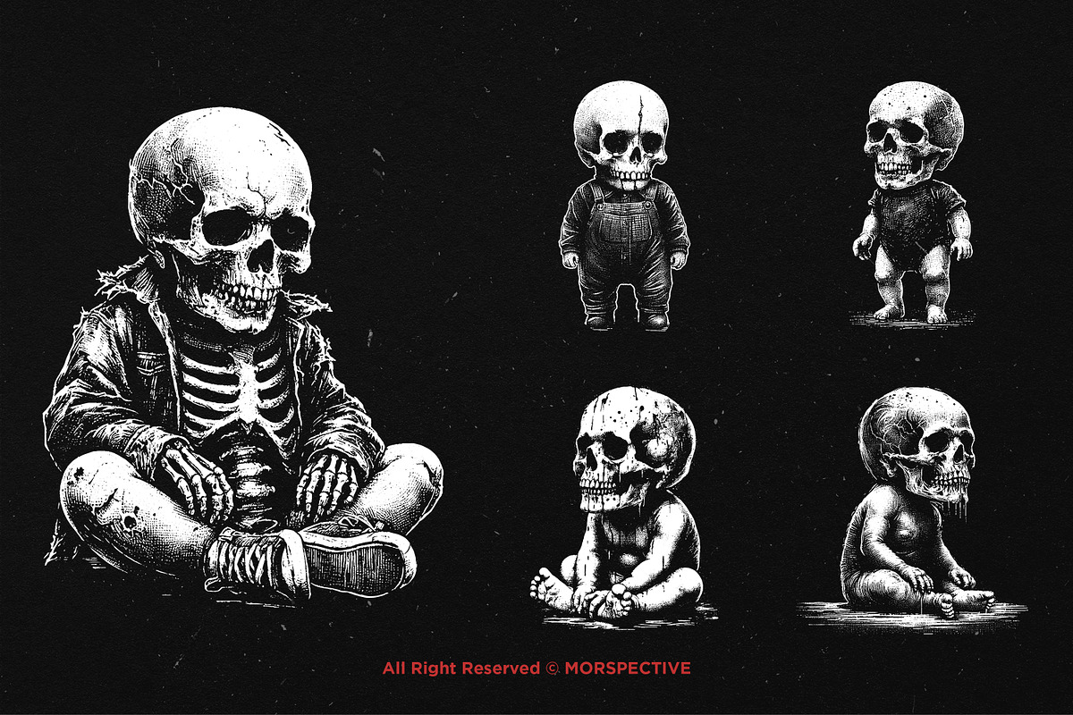 10 Bundle Dark Art Baby Skull Kids, an Illustration by Morspective (Photo 5 of 7)