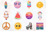 Retro Groovy Summer Clipart, an Illustration by RobertsArt (Thumbnail 2 of 7)