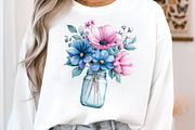 Watercolor Flower Mason Jar Clipart, an Illustration by GatewayDesign (Thumbnail 2 of 6)