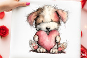 Whimsical Dogs Valentines Day Clipar, an Illustration by GatewayDesign (Thumbnail 3 of 3)