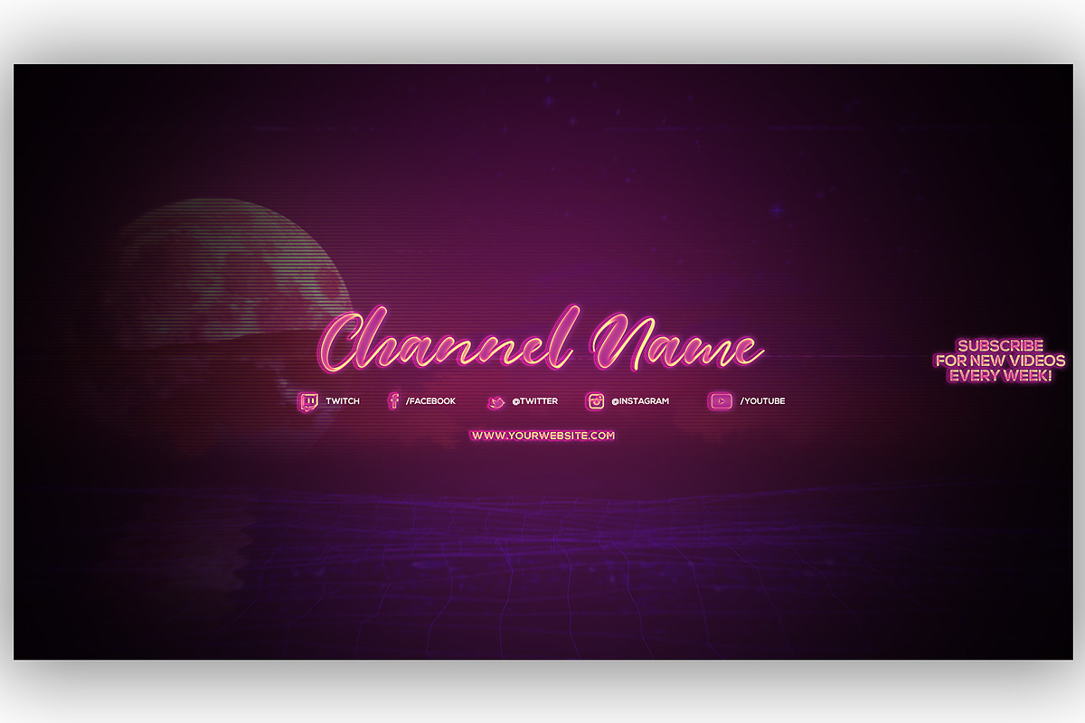 3 Retro Youtube Channel Art Banners, a Social Media Template by RussGFX (Photo 5 of 6)