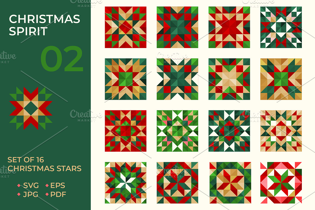 16 stars, Christmas spirit set 02, a Pattern Graphic by Slanapotam (Photo 1 of 4)