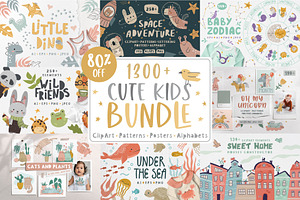 Cute Kids BUNDLE baby animals 80%OFF