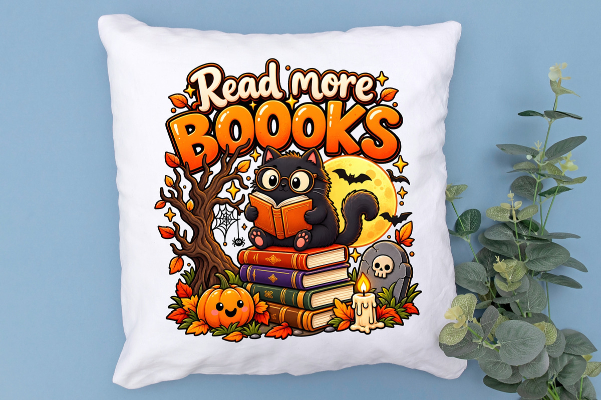 Halloween Reading Cat Book Lover PNG, an Object Graphic by Zahyl Studio (Photo 7 of 7)
