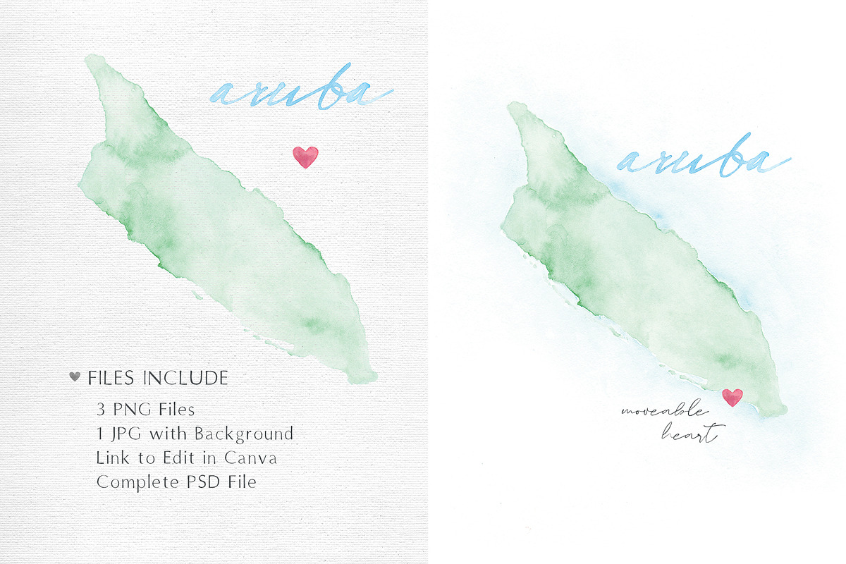 Watercolor Map of Aruba, an Illustration by Beloved Paper (Photo 3 of 6)